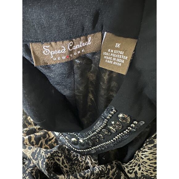 Speed Control NY Animal Print Beaded Sequin Neck Sleeveless Dress Plus Size 1X - Picture 7 of 13